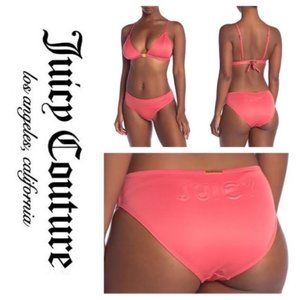 NWT JUICY COUTURE LOGO Embossed 2-Piece Triangle BIKINI Set Red/Pink